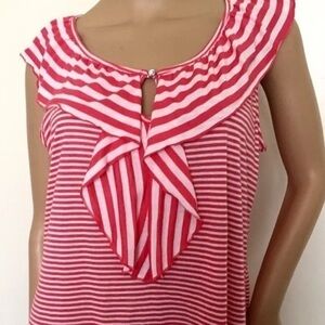 Zena Stretch Pink White Striped Top Size L
